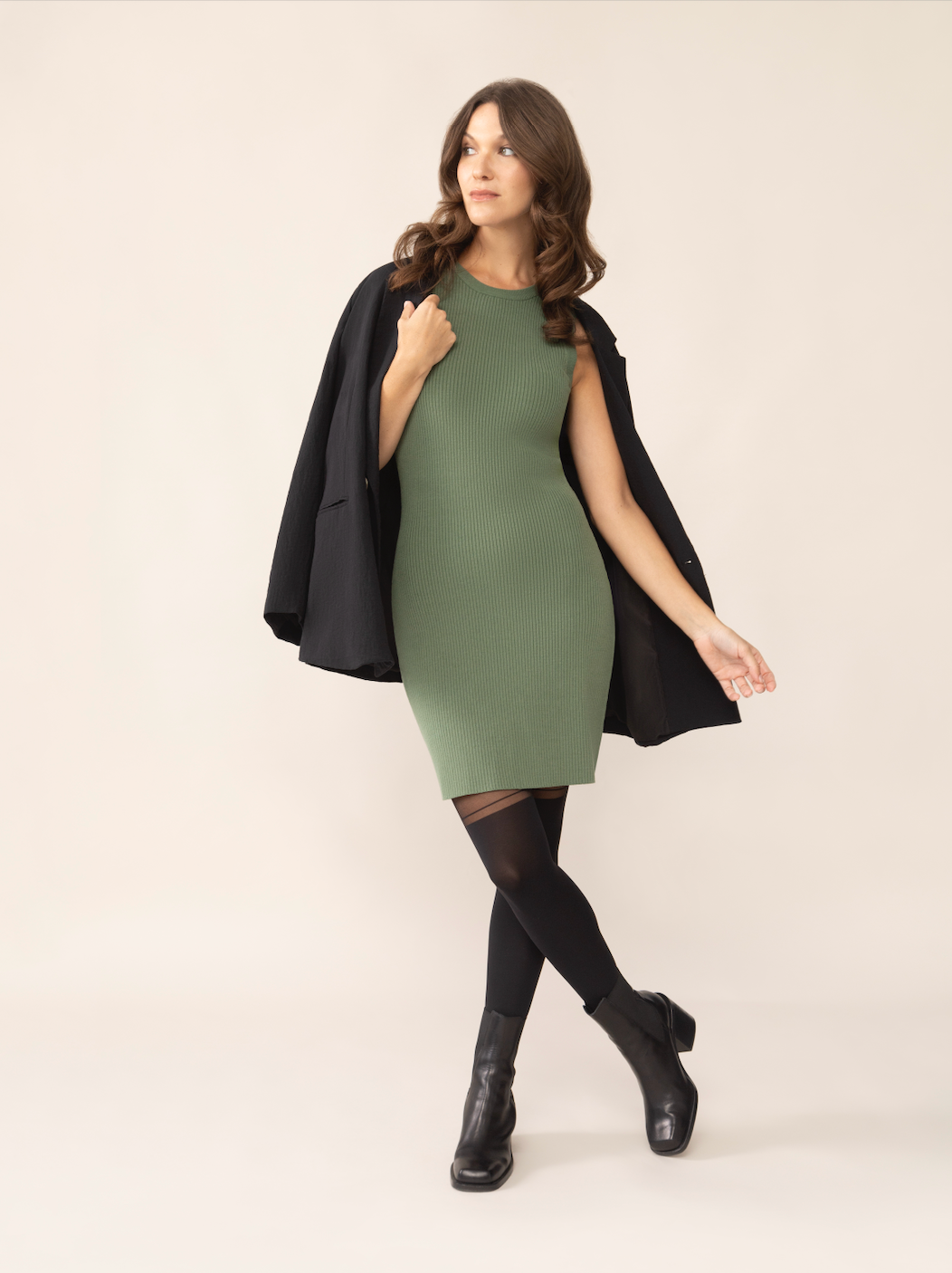 Taylor Sleeveless Sweater Dress in Green