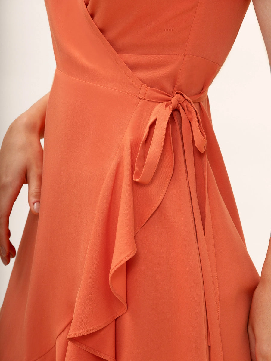 Robe portefeuille à volants Carmen - Orange spritz