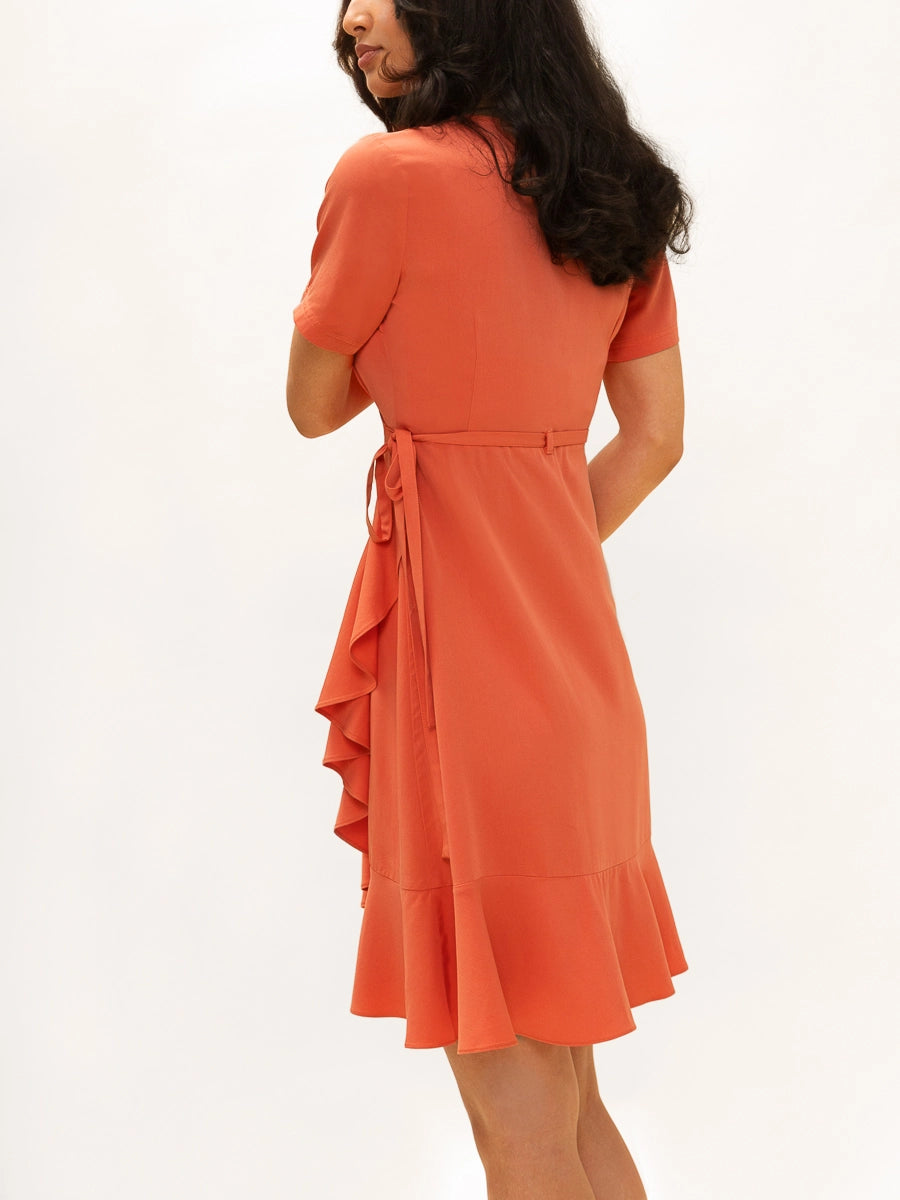 Robe portefeuille à volants Carmen - Orange spritz