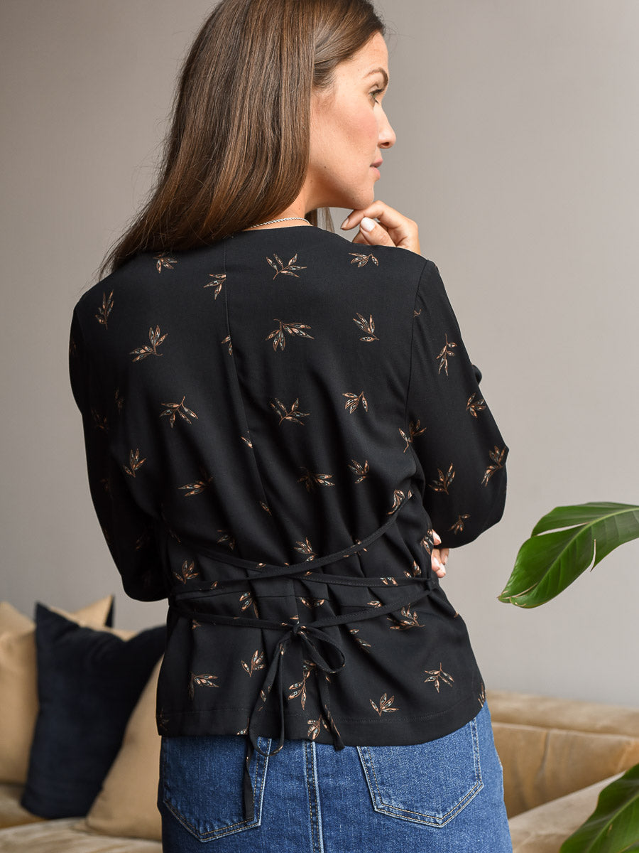 Women's Black Wrap Blouse