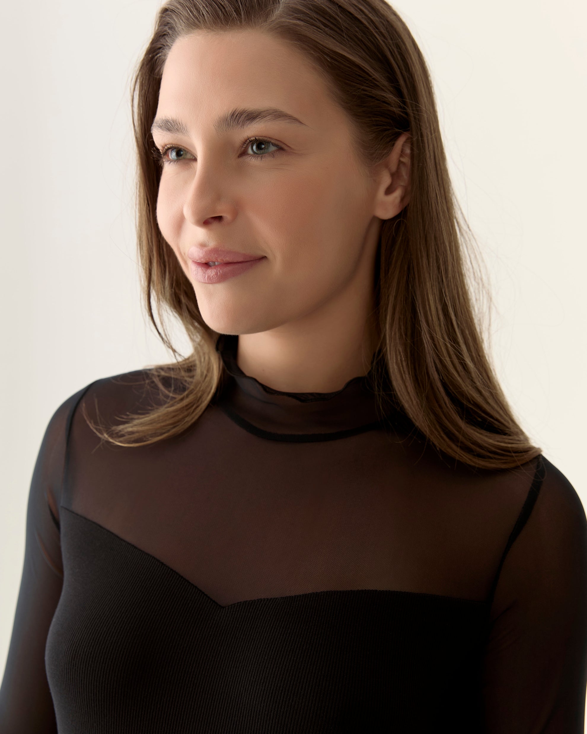 Justaucorps manches diaphanes - Noir