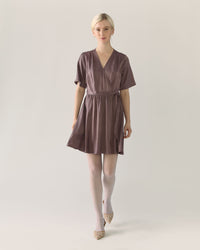 Robe portefeuille satinée - Taupe foncé