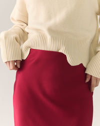 Midi Satin Skirt in Pomegranate Red