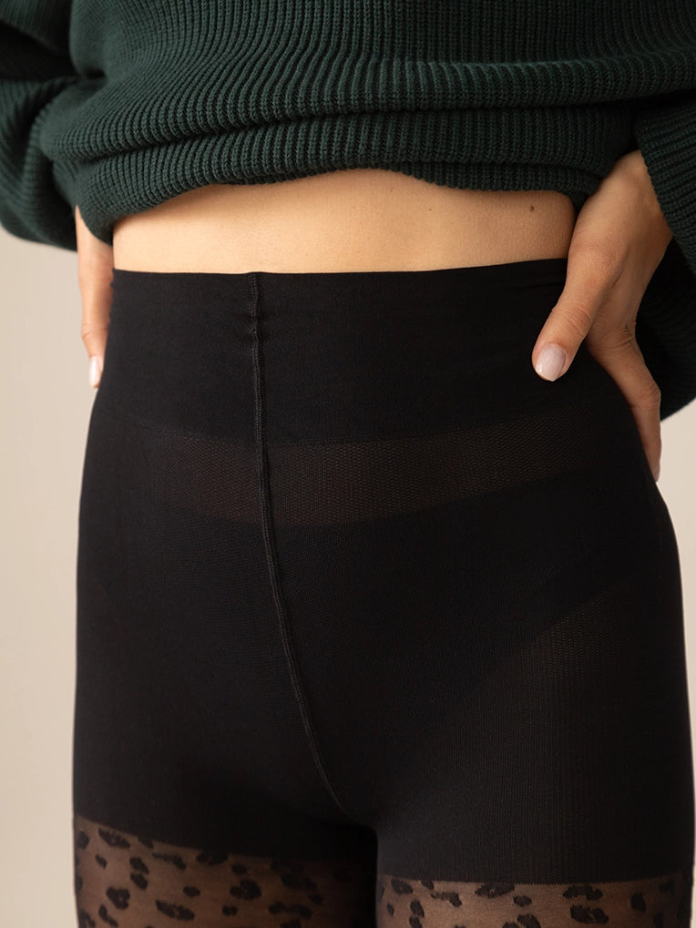 Collant motif léopard - Noir