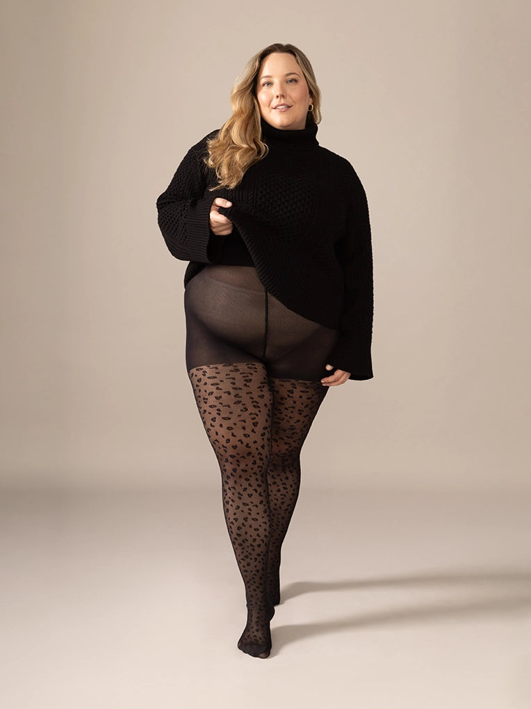 Collant motif léopard - Noir