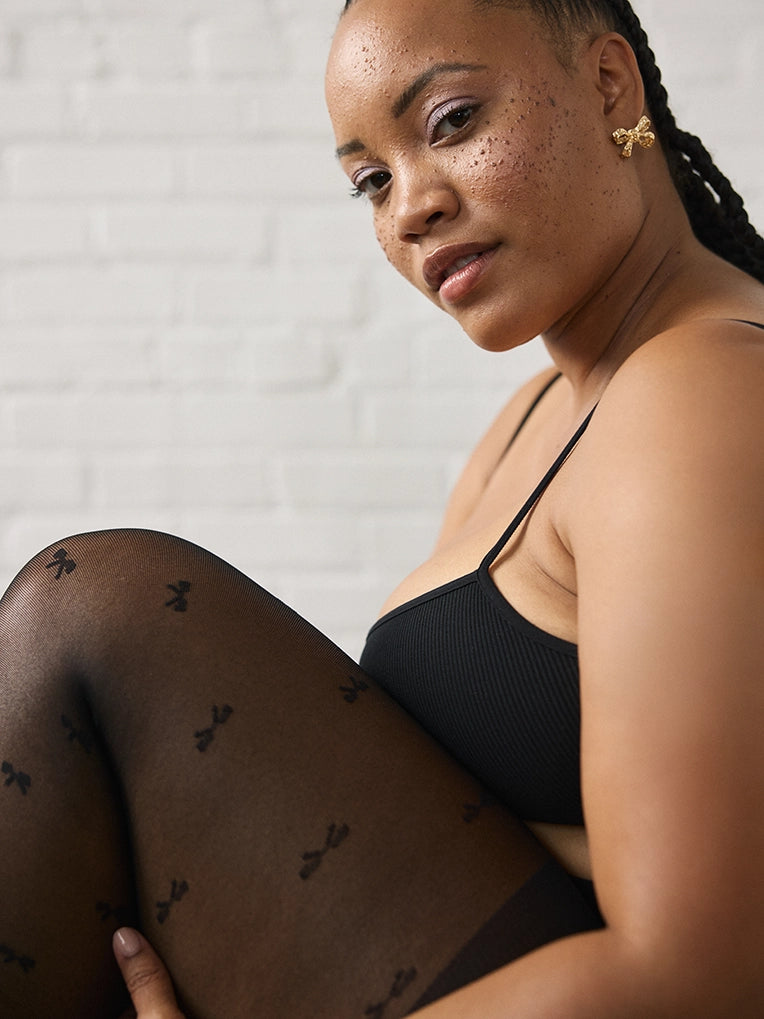 Collant motif micro boucles taille sublimante - Noir