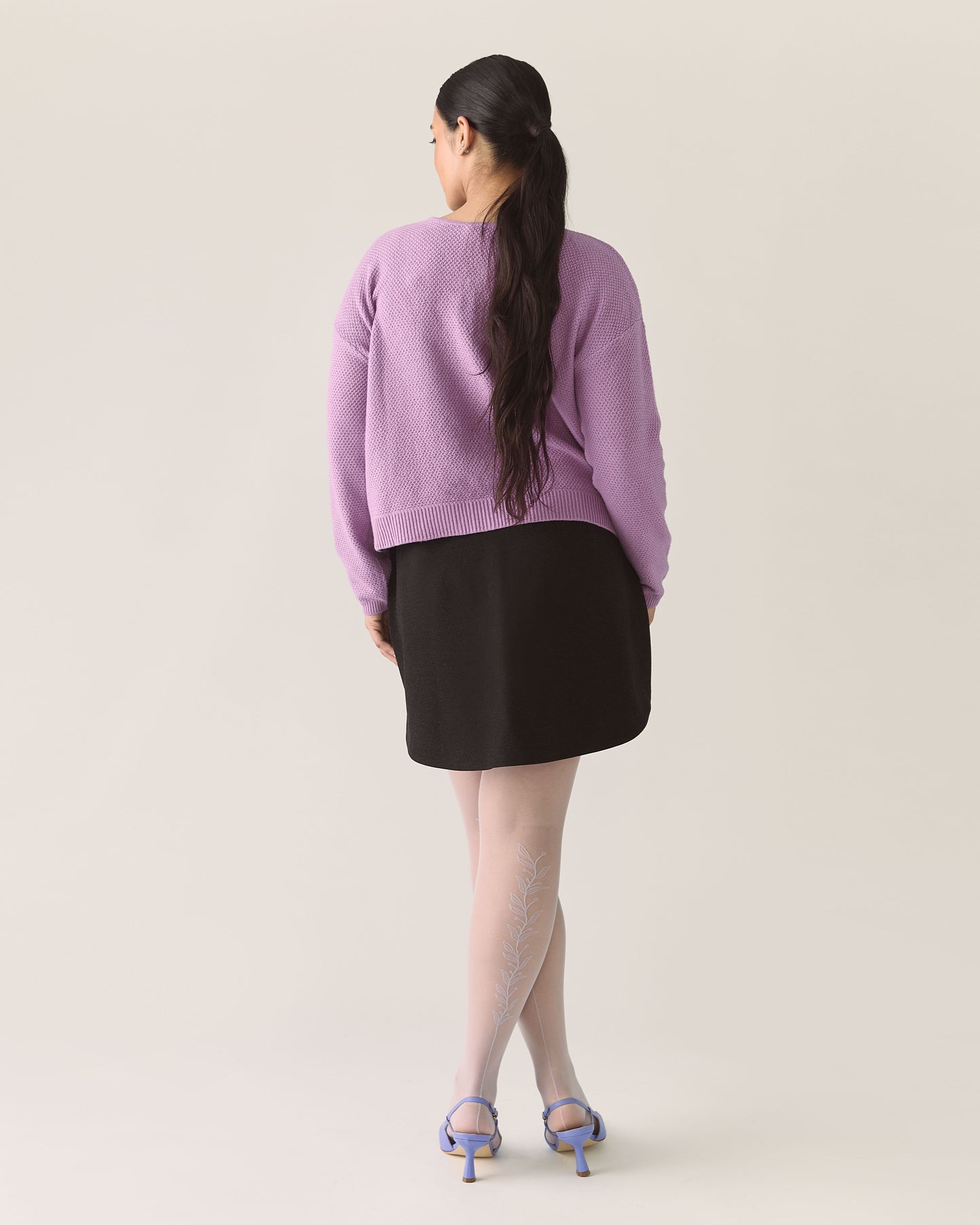 Bow Merino Cardigan in Lilac