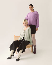 Bow Merino Cardigan in Lilac