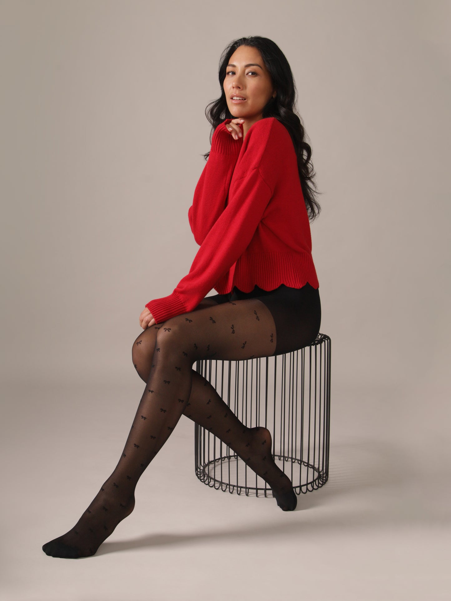 Collant motif micro boucles taille sublimante - Noir