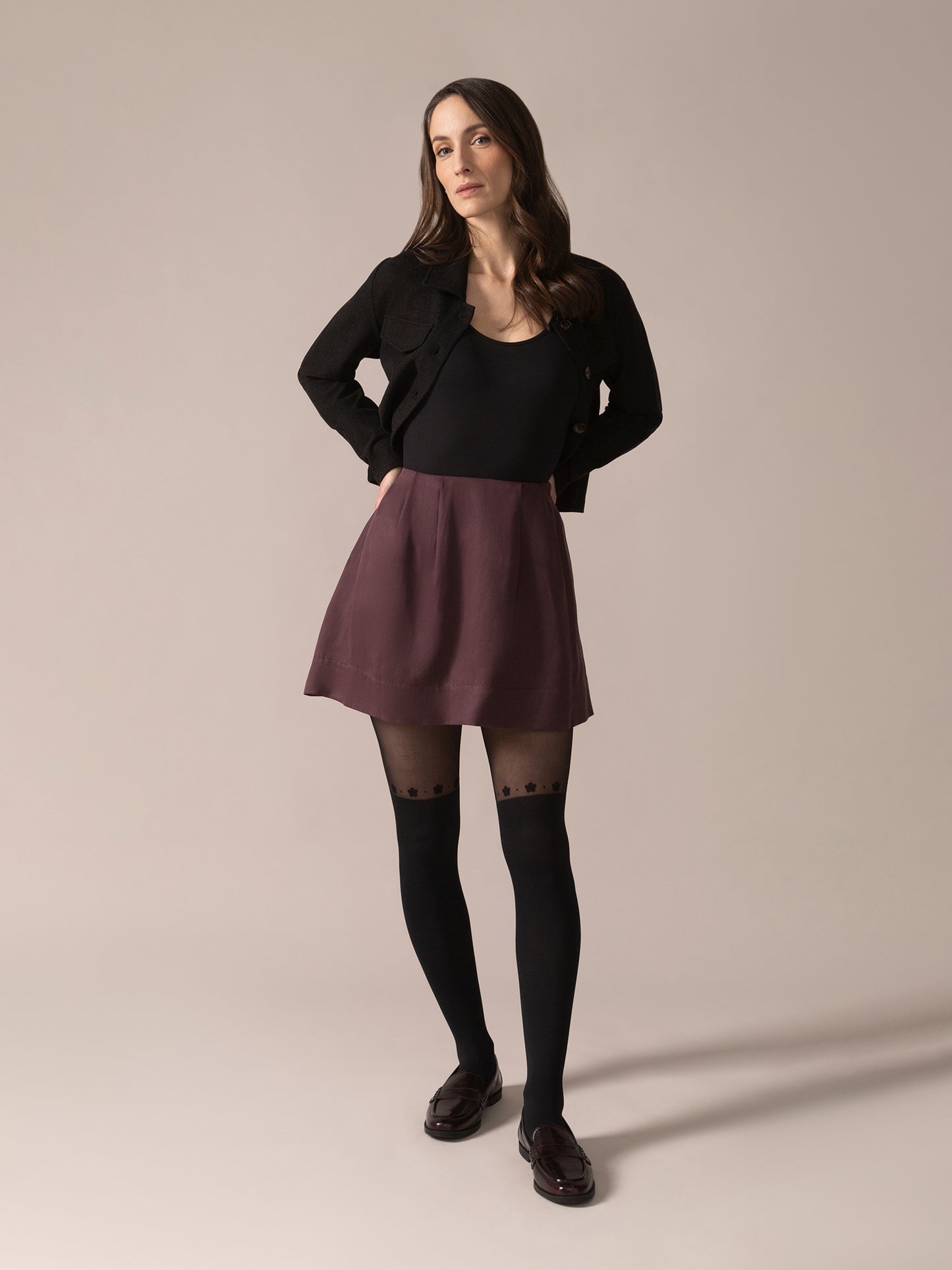 A-Line Eco Twill OTK Skirt in Plum