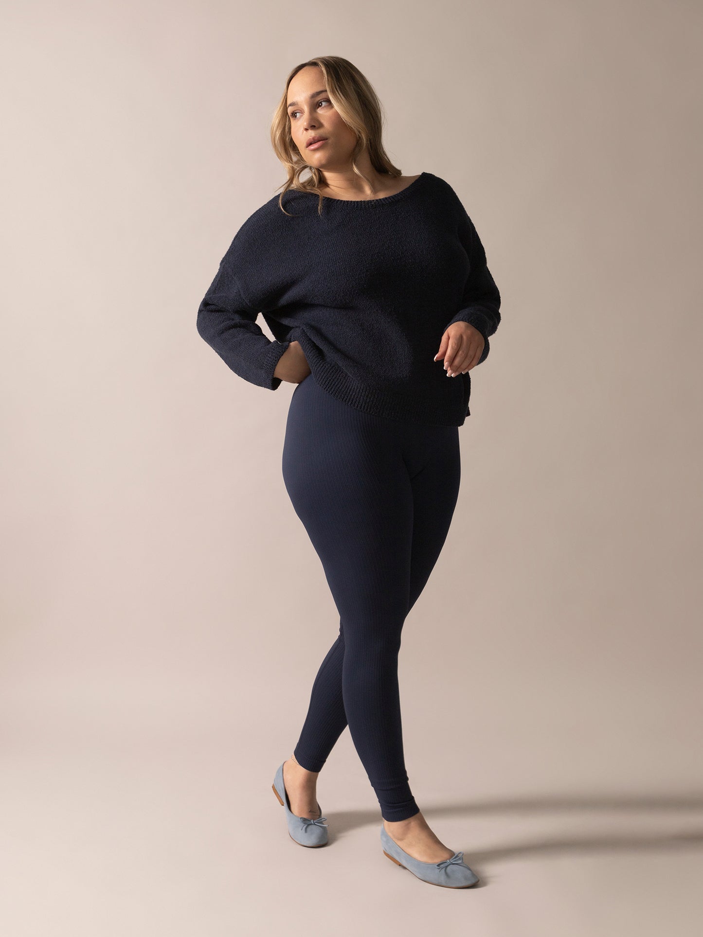 Open Back Sweater With Bows Navy