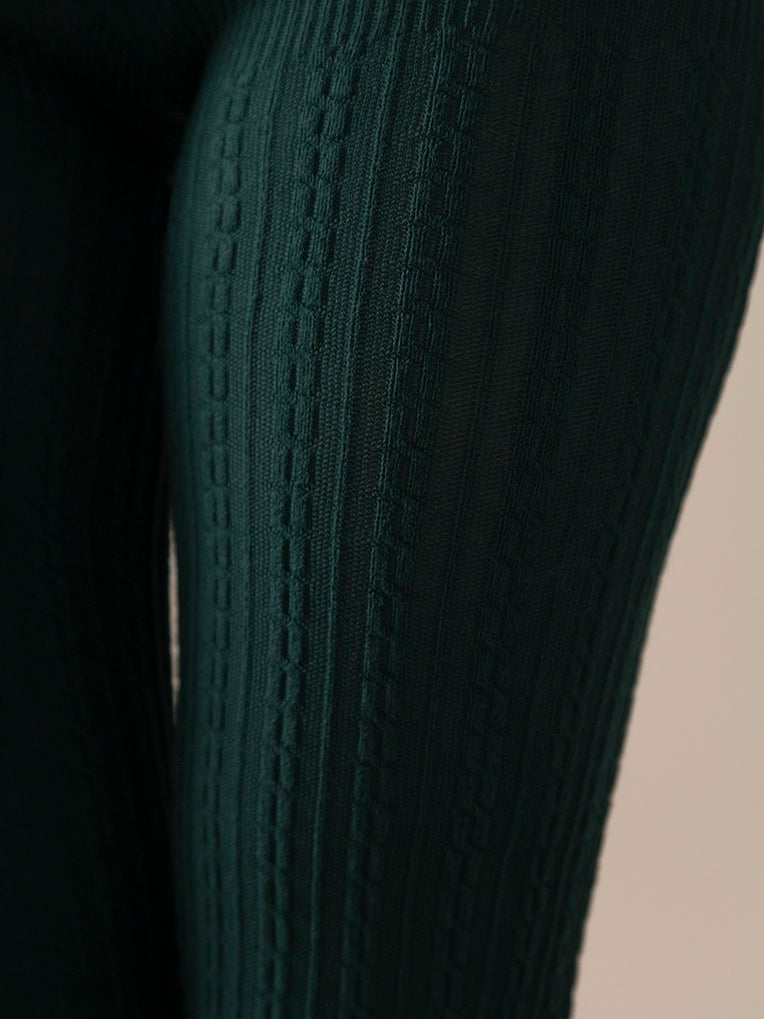 Collant en coton bio torsadé vert forêt