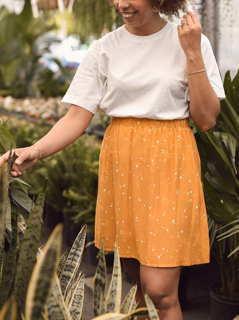 Yellow Lily Fluid Mini Skirt