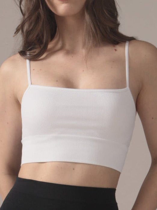 Camisole courte sans coutures en Blanc pur
