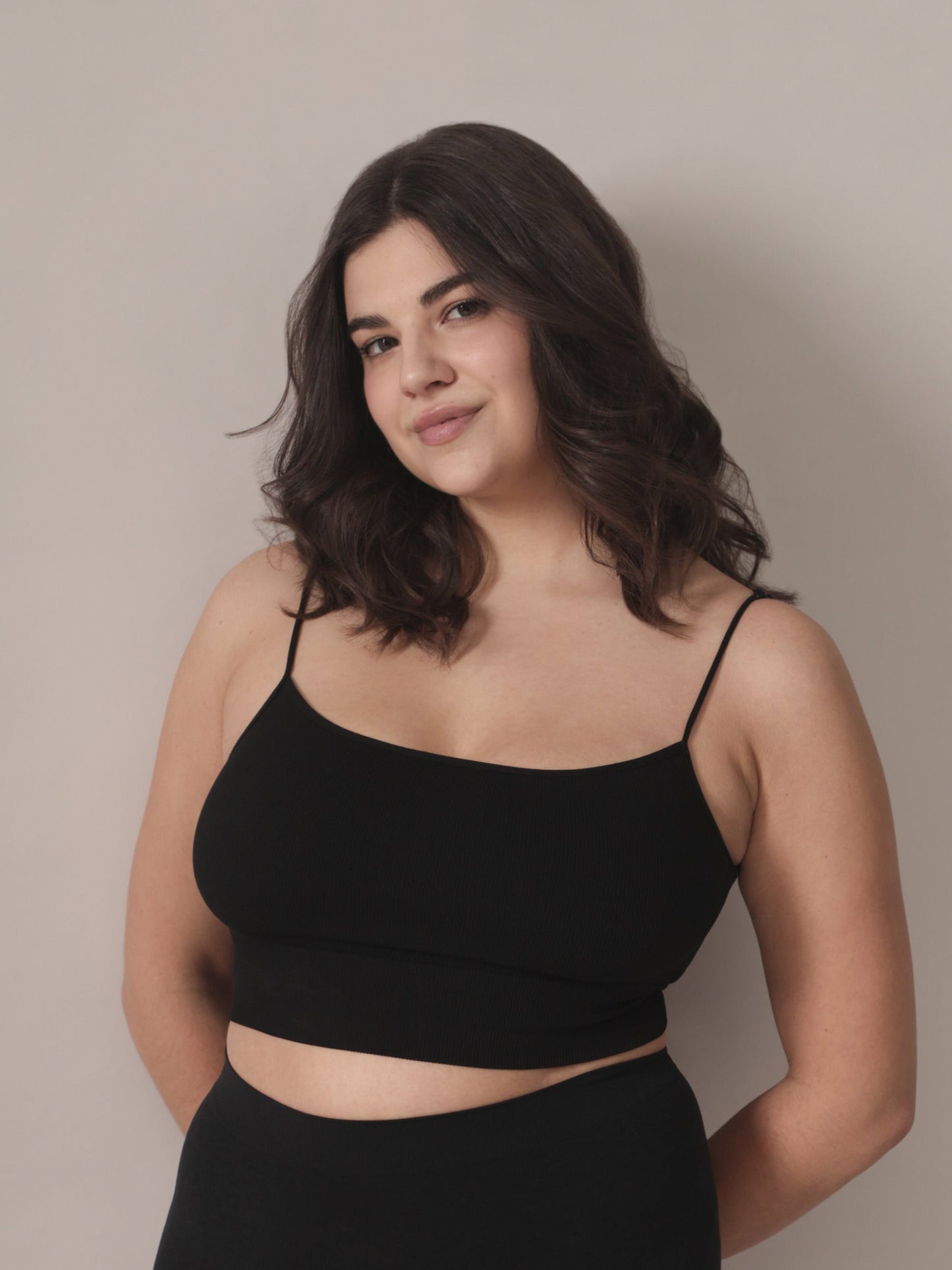 Seamless Cropped Cami in Black