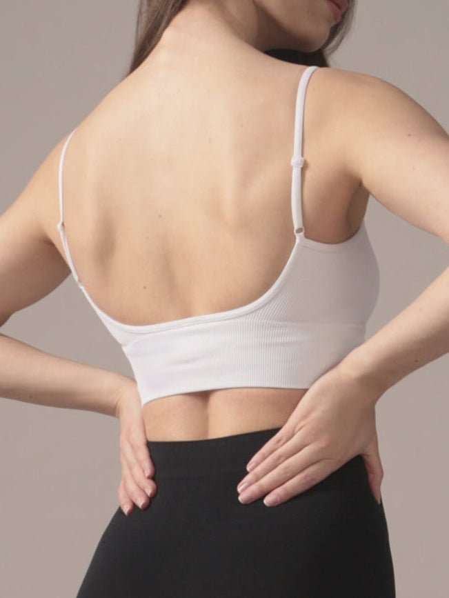 Camisole courte sans coutures en Blanc pur